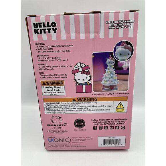 NEW Hello Kitty Ceramic Christmas Tree with Multi Colors 6" Light-Up Battery HTF - Picture 6 of 7